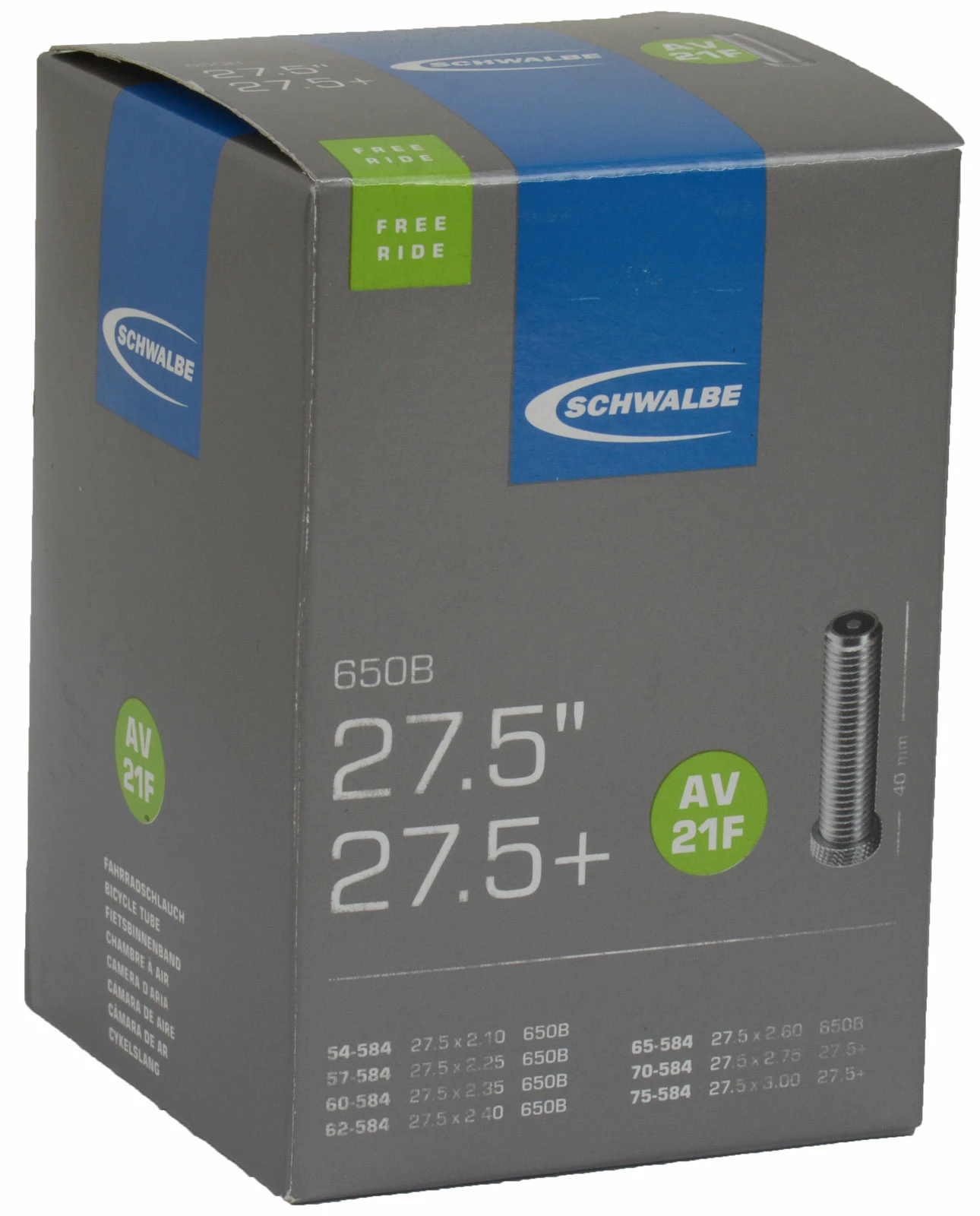 Schwalbe AV 21F Chambre à Air Pour 27,5" / 27,5"+ Freeride 1 Schwalbe AV 21F Chambre à Air Pour 27,5" / 27,5"+ Freeride